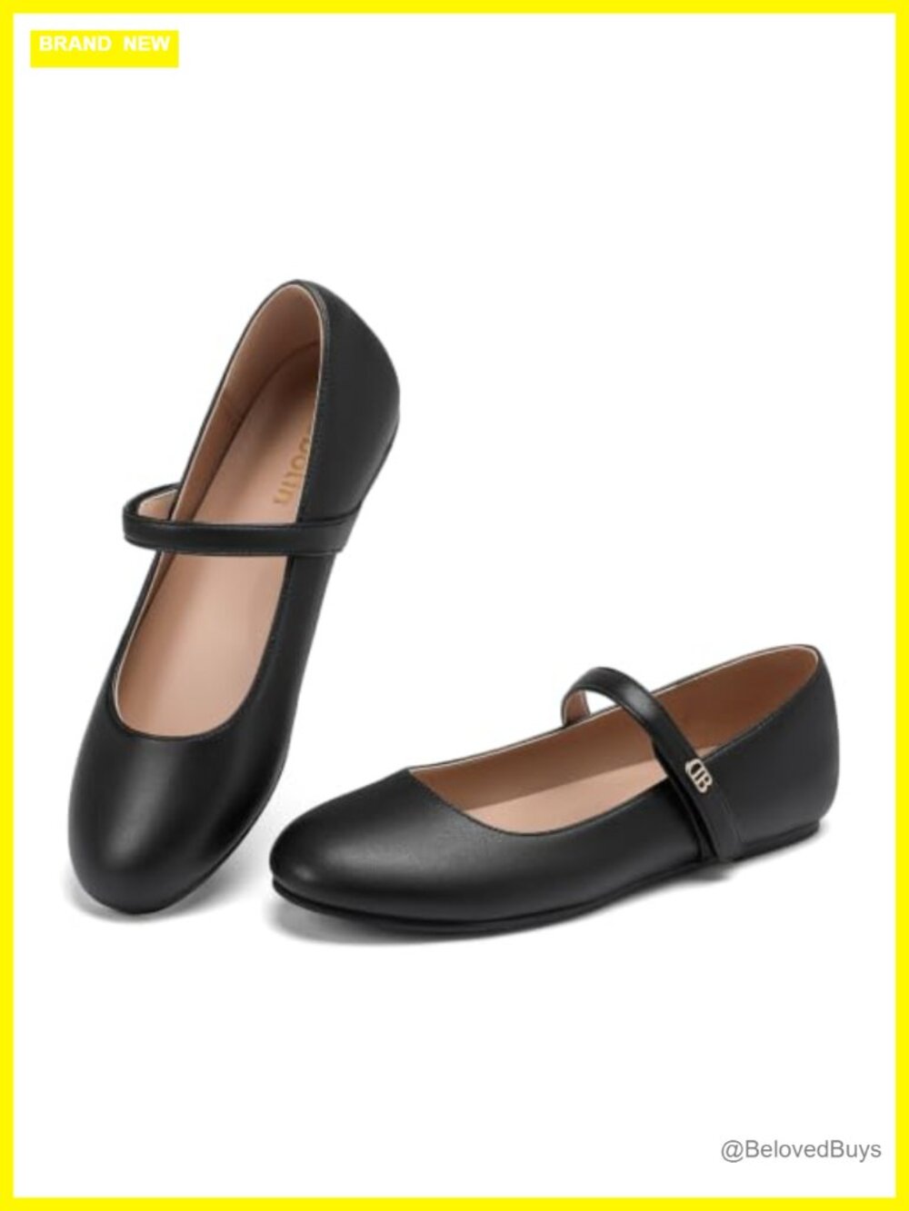 Mary Jane Flats Women Round Toe Ballet Shoes Arch Support Faux Leather
